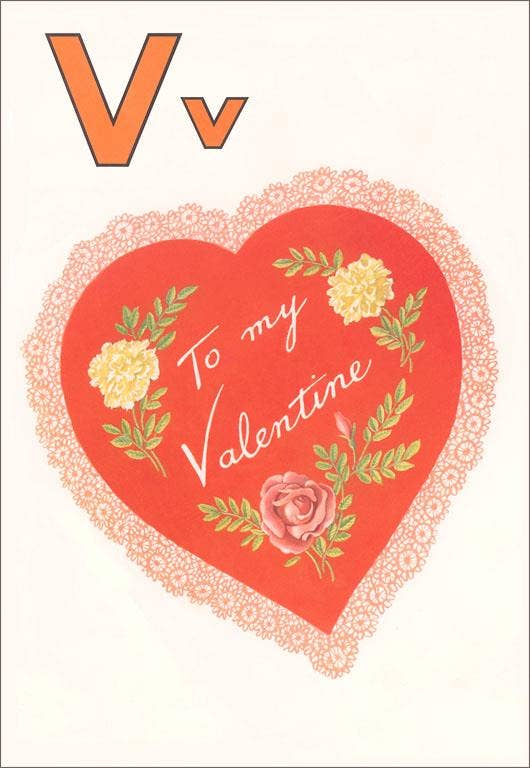 V is for Valentine - Found Image postcard