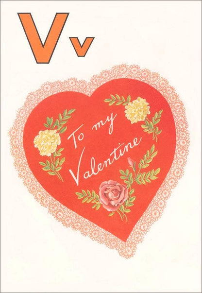 V is for Valentine - Found Image postcard