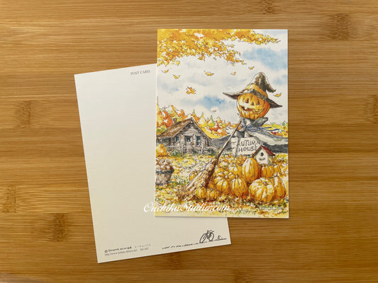 オータムハウス Fall Pumpkins - Shinya Uchida Postcard