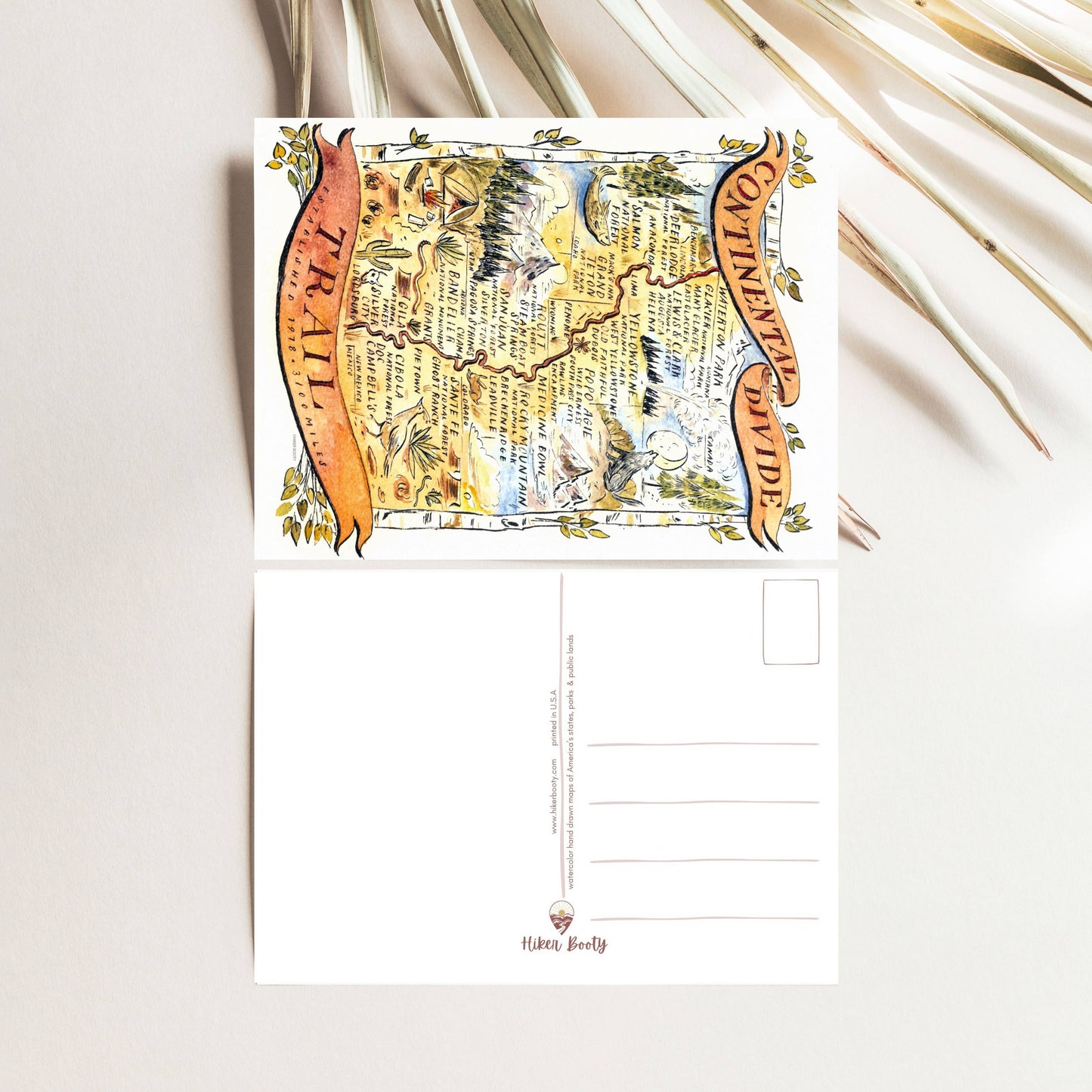 Continental Divide Trail Map - Hiker Booty Postcard