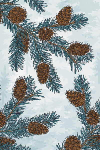 Blue Spruce - Branch, Pinecones & Needles - Lantern Press Postcard