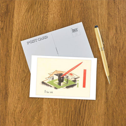 I is for Ink - Found Image postcard