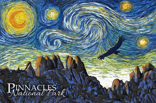 Pinnacles National Park, California - Starry Night National Park Series - Lantern Press Postcard