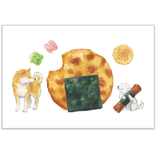 Shiba-inu and Snacks - Natsuka Murata Postcard