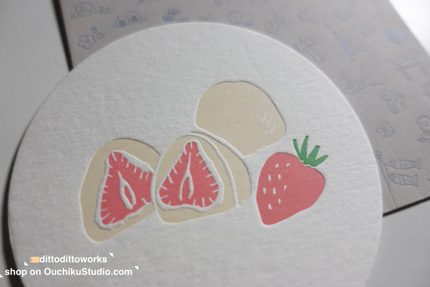 ichigo daifuku - letterpress notecard - Ditto Ditto