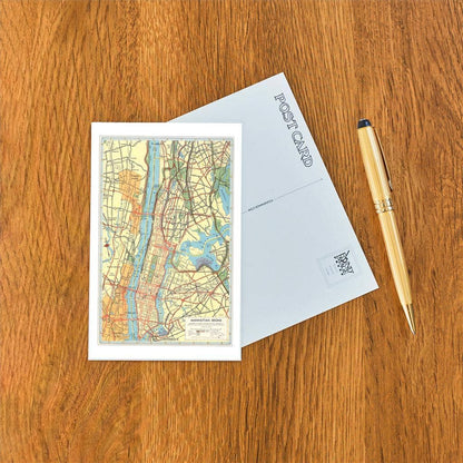 Map of Manhattan and Bronx, New York - Found Image postcard