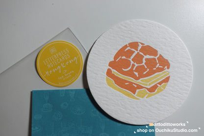 Pineapple Bun - Letterpress Food Notecard - Ditto Ditto