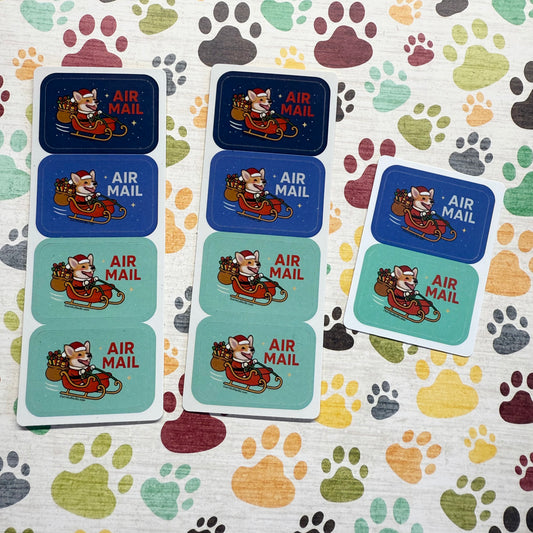 AIR MAIL corgi santa sticker
