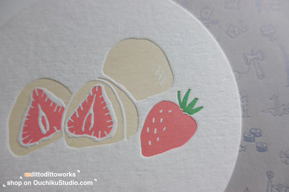 ichigo daifuku - letterpress notecard - Ditto Ditto