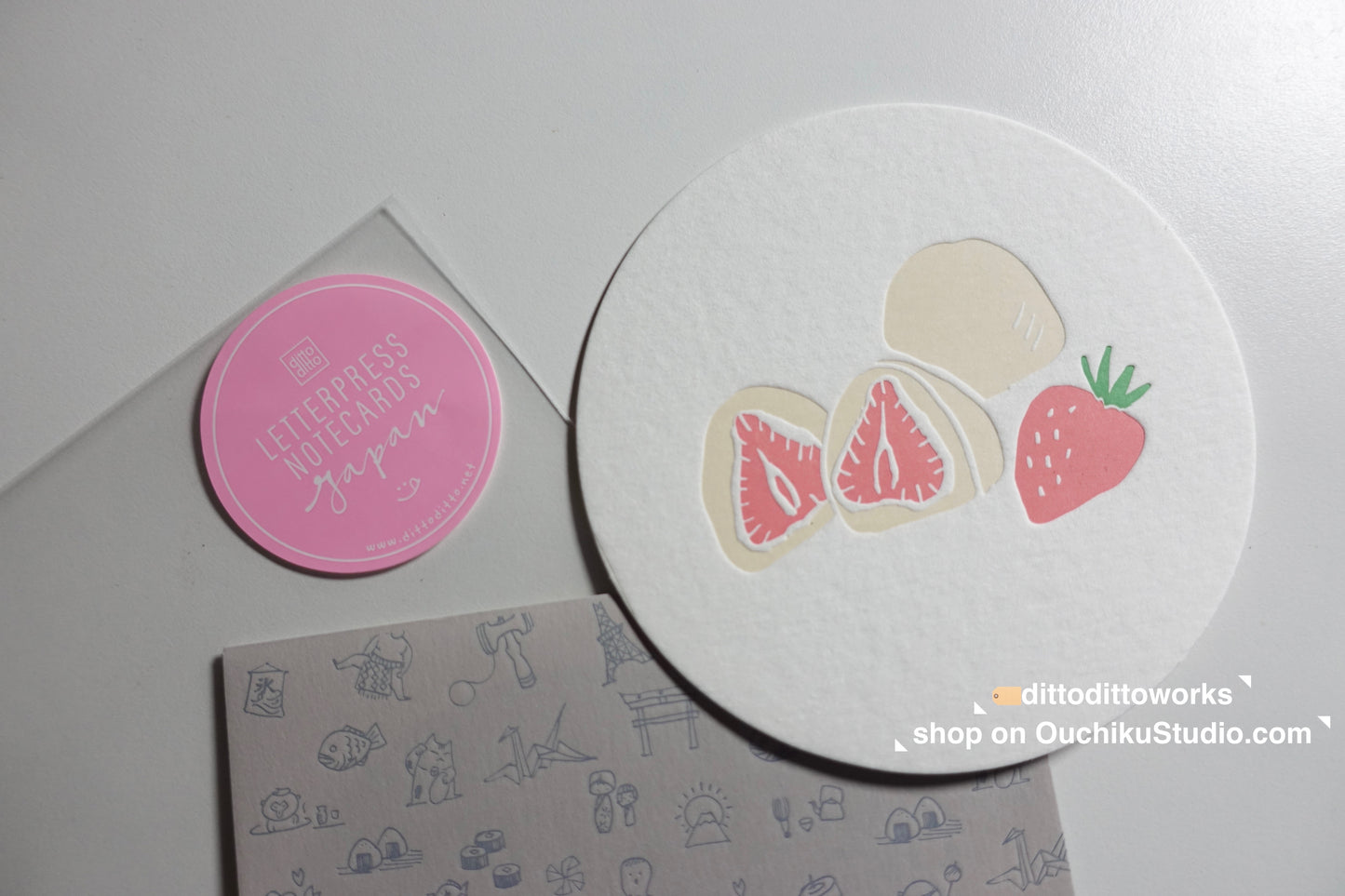 ichigo daifuku - letterpress notecard - Ditto Ditto