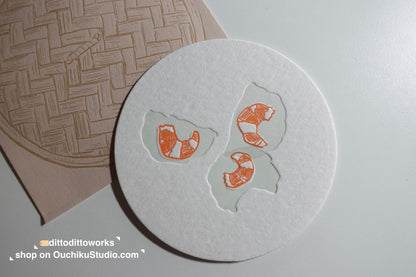 shrimp dumpling - letterpress notecard - Ditto Ditto