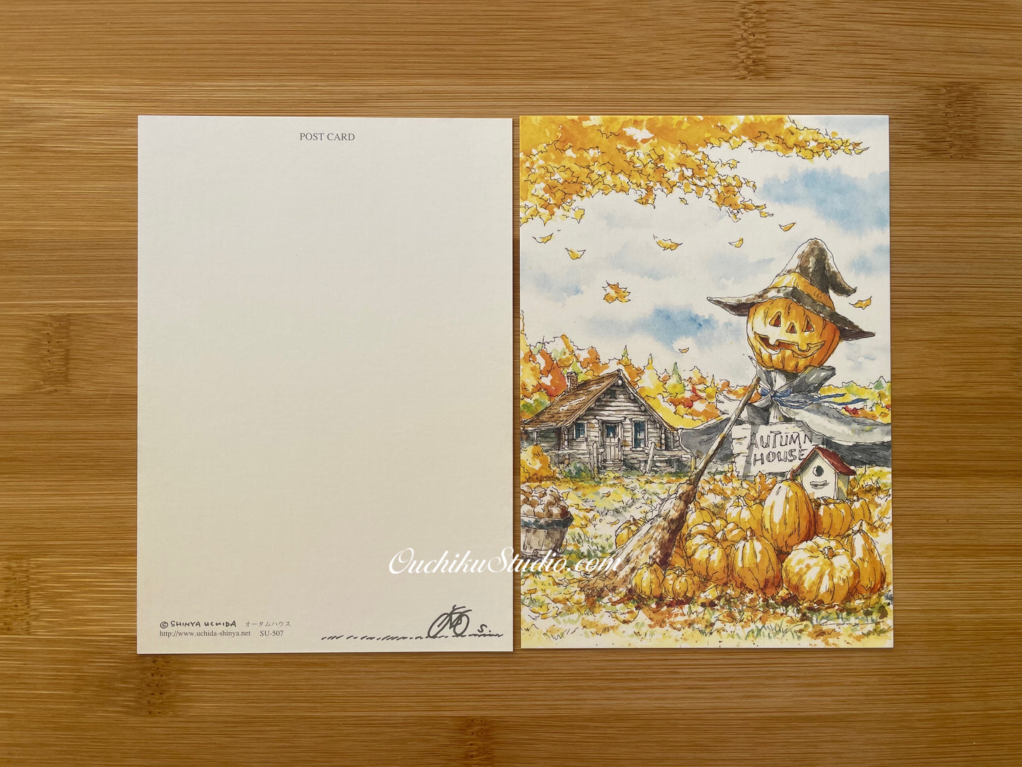 オータムハウス Fall Pumpkins - Shinya Uchida Postcard