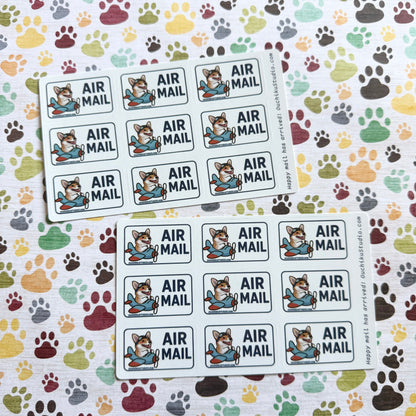 AIR MAIL corgi pilot sticker