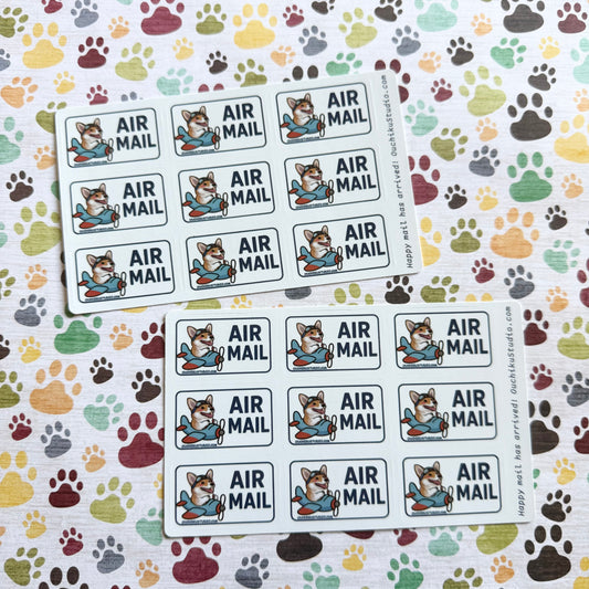 AIR MAIL corgi pilot sticker