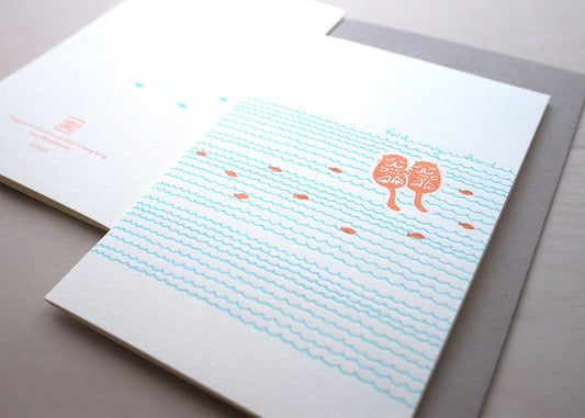 holding hands - otters - letterpress love card - Ditto Ditto