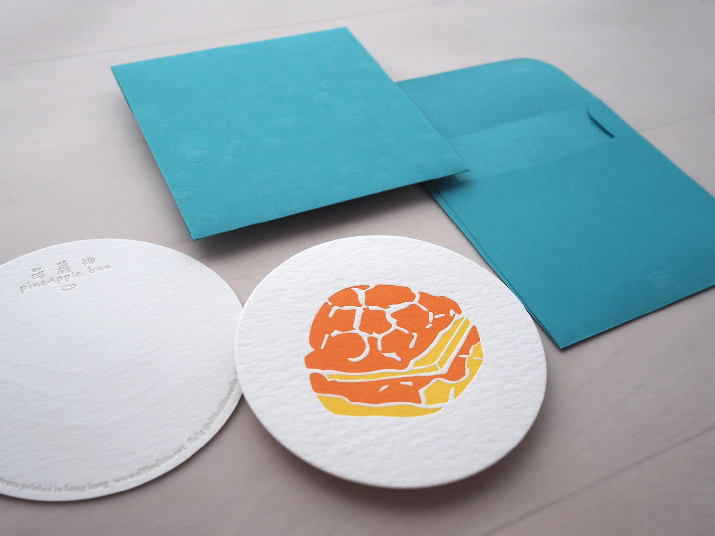 Pineapple Bun - Letterpress Food Notecard - Ditto Ditto