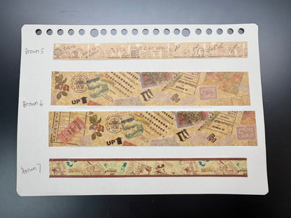 Washi Tape Sampler - 0.5m - brown collection 2