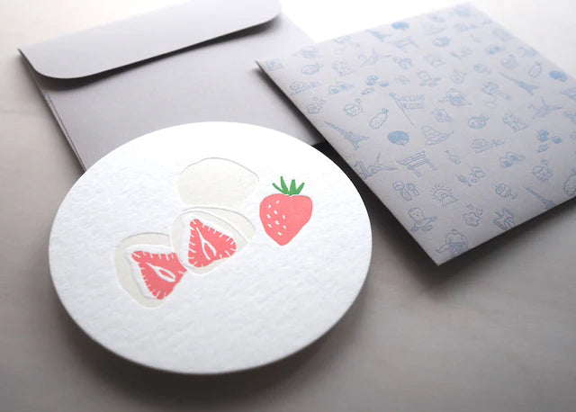 ichigo daifuku - letterpress notecard - Ditto Ditto