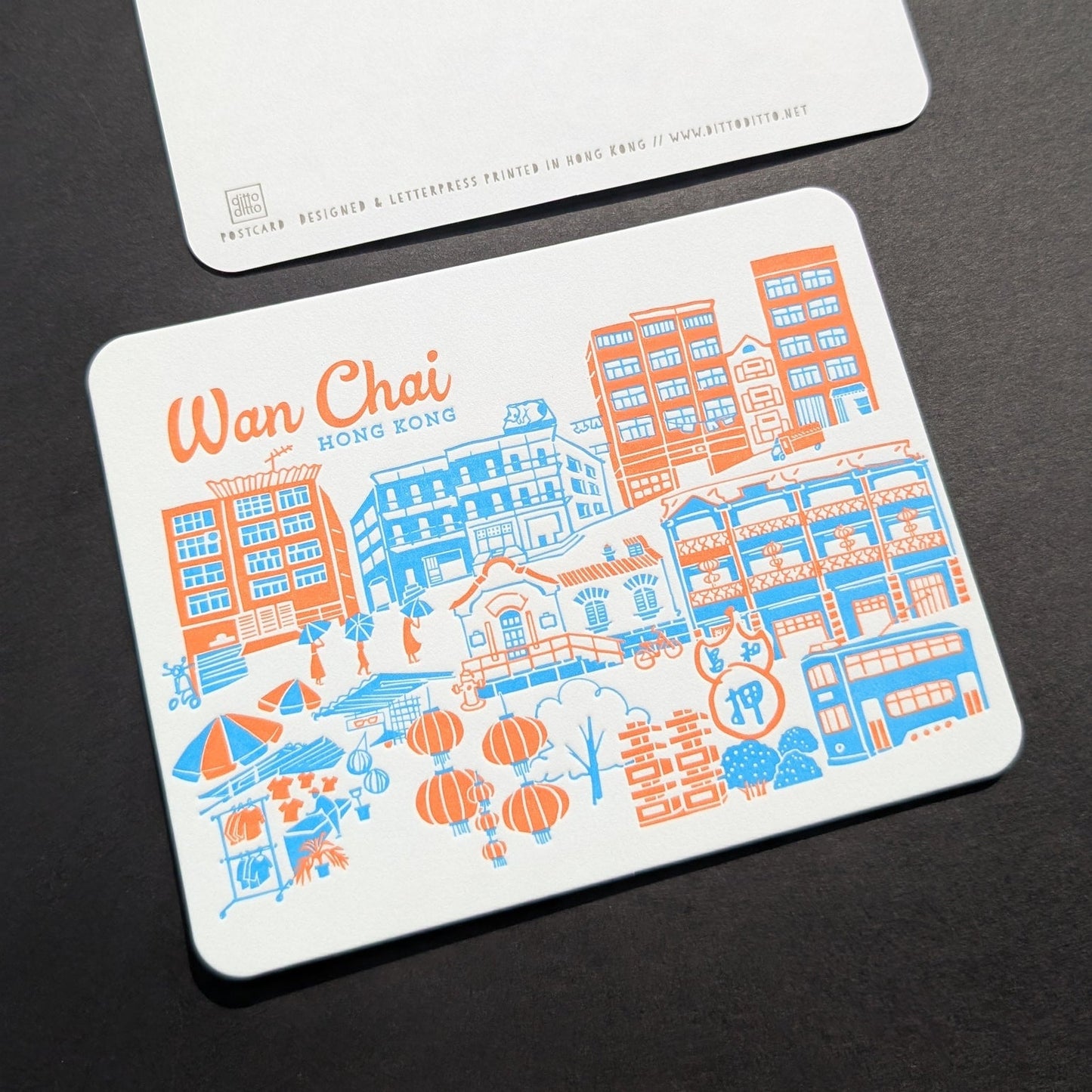 Wan Chai - Letterpress Travel Postcard - Ditto Ditto