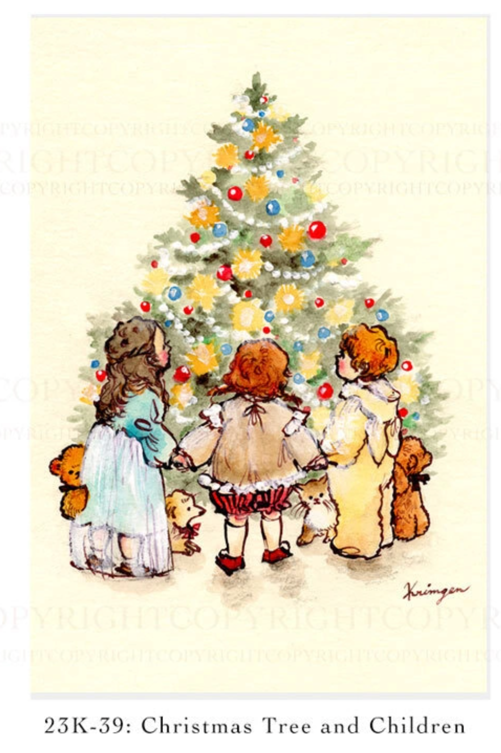 Christmas tree and Children - Krimgen postcard