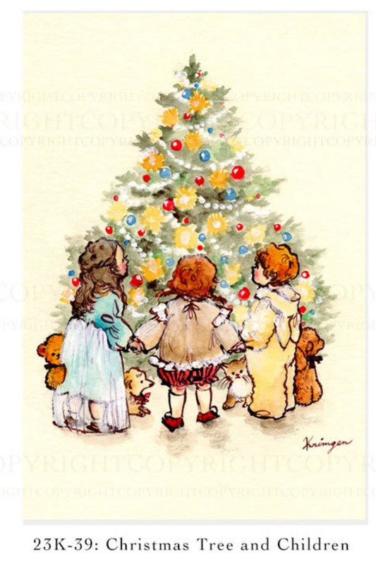 Christmas tree and Children - Krimgen postcard