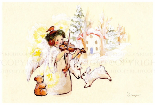 Angel playing music - Krimgen postcard