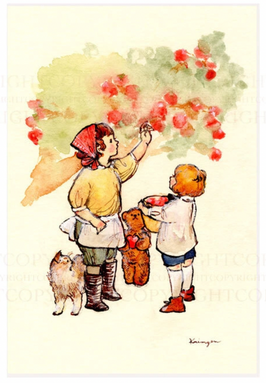 Picking apples - Krimgen postcard