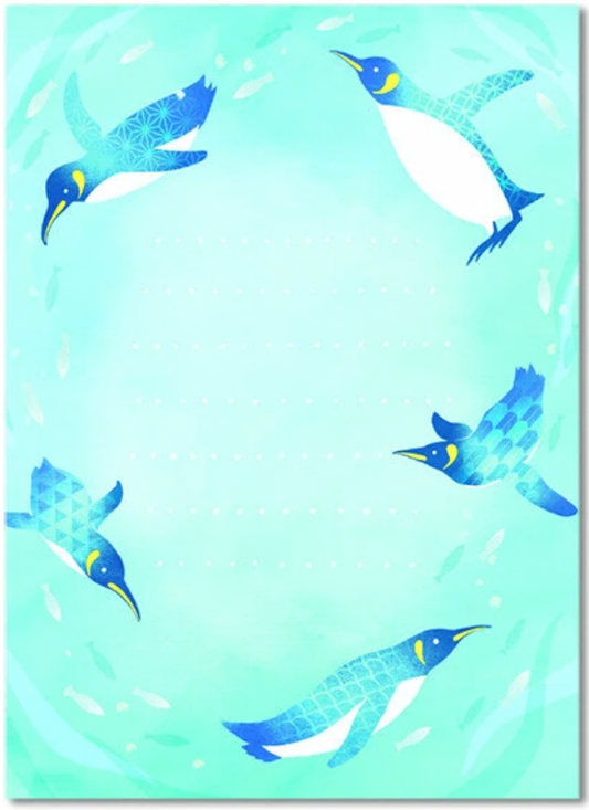 Penguin- Summer Illustration Postcard