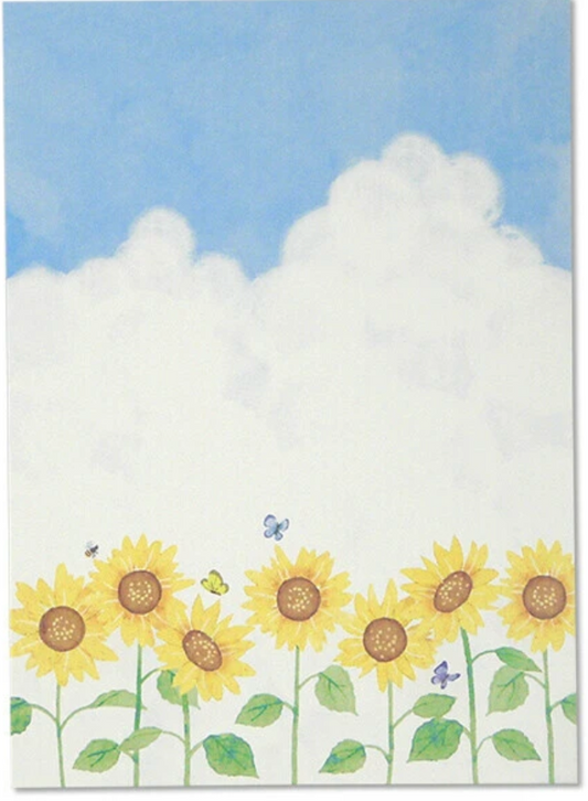 Sumflowers and butterflies - Summer Illustration Postcard