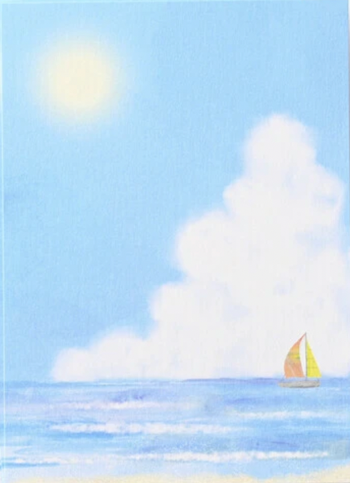 Ocean sailboat - Summer Illustration Postcard