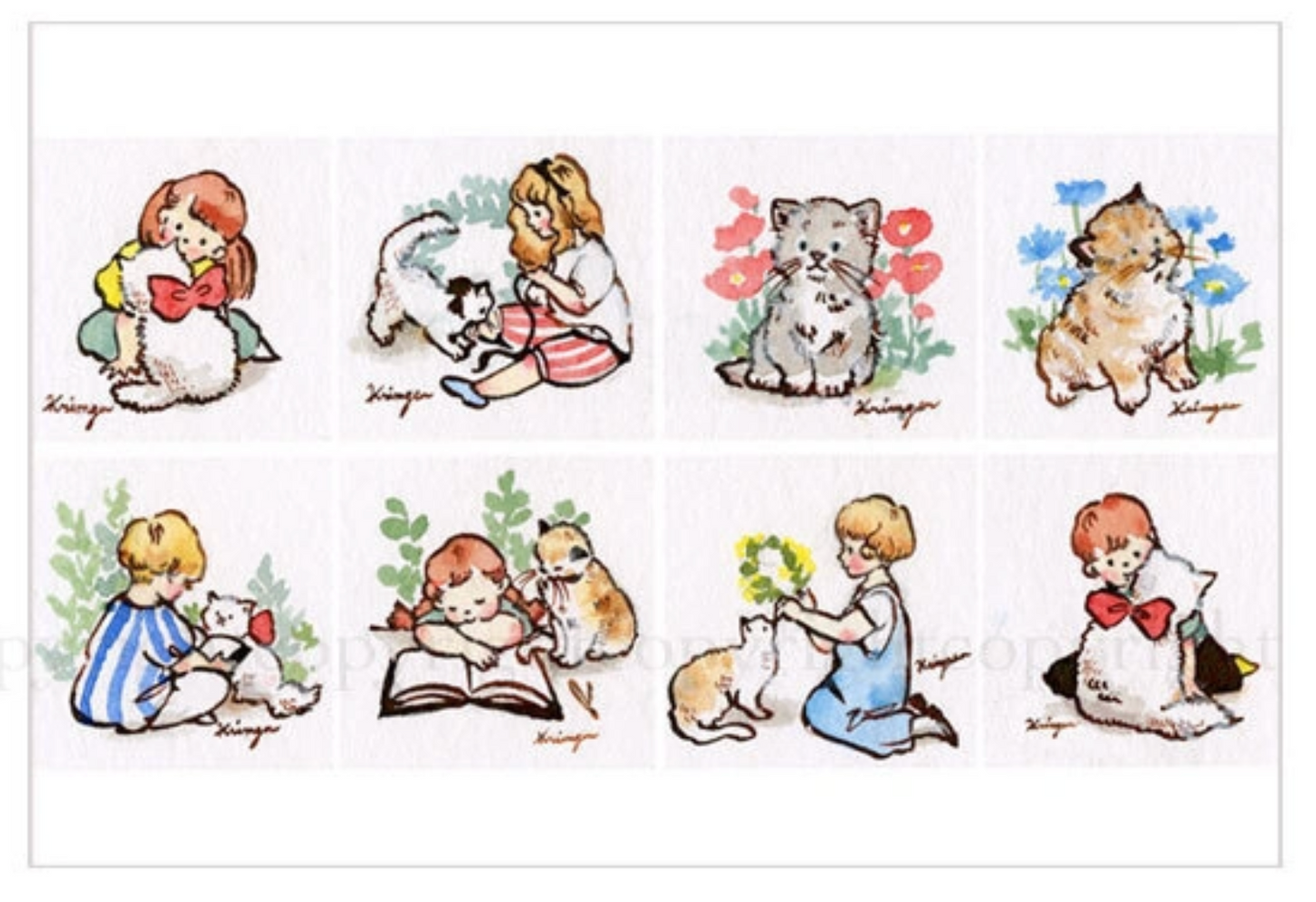 small paintings, kitten - Krimgen postcard