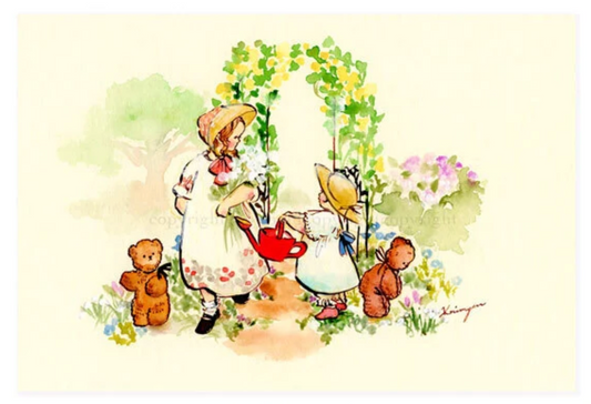 Red watering can - Krimgen postcard
