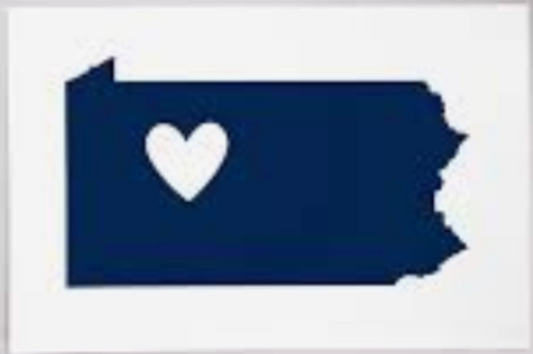 Pennsylvania - State Outline & Heart Centered - Lantern Press Postcard