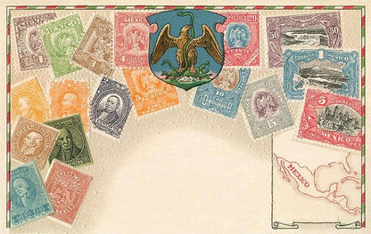 Variety of Mexican Stamps - Found Image postcard