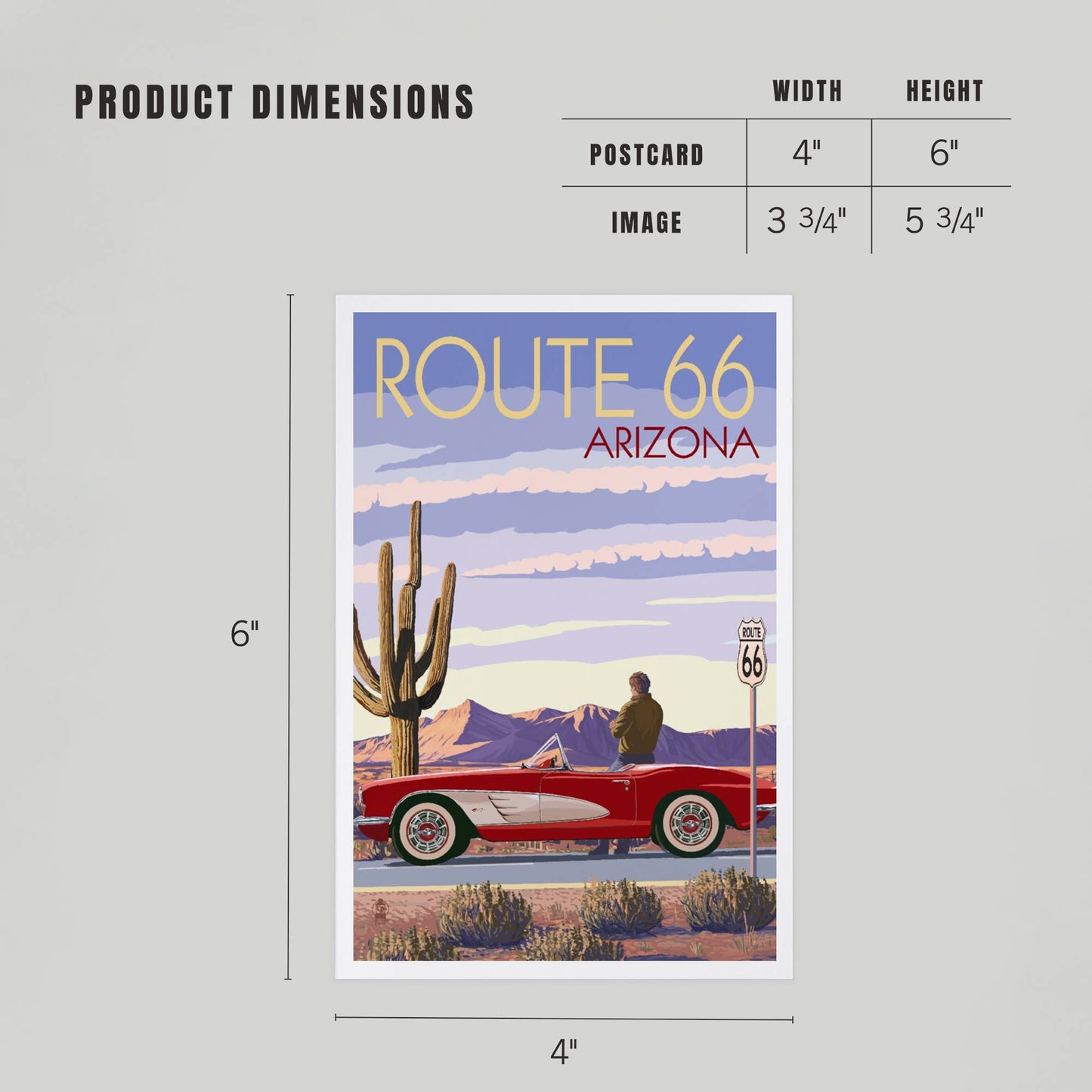 Arizona, Route 66, Classic Car - LanternPress postcard