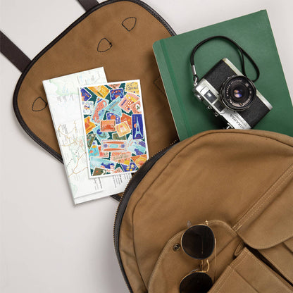 Well Traveled, Travel Stamp Collage - Lantern Press Postcard