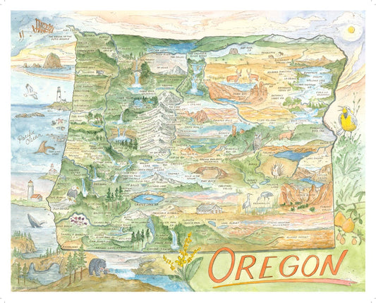 Oregon State Map - Hiker Booty Postcard