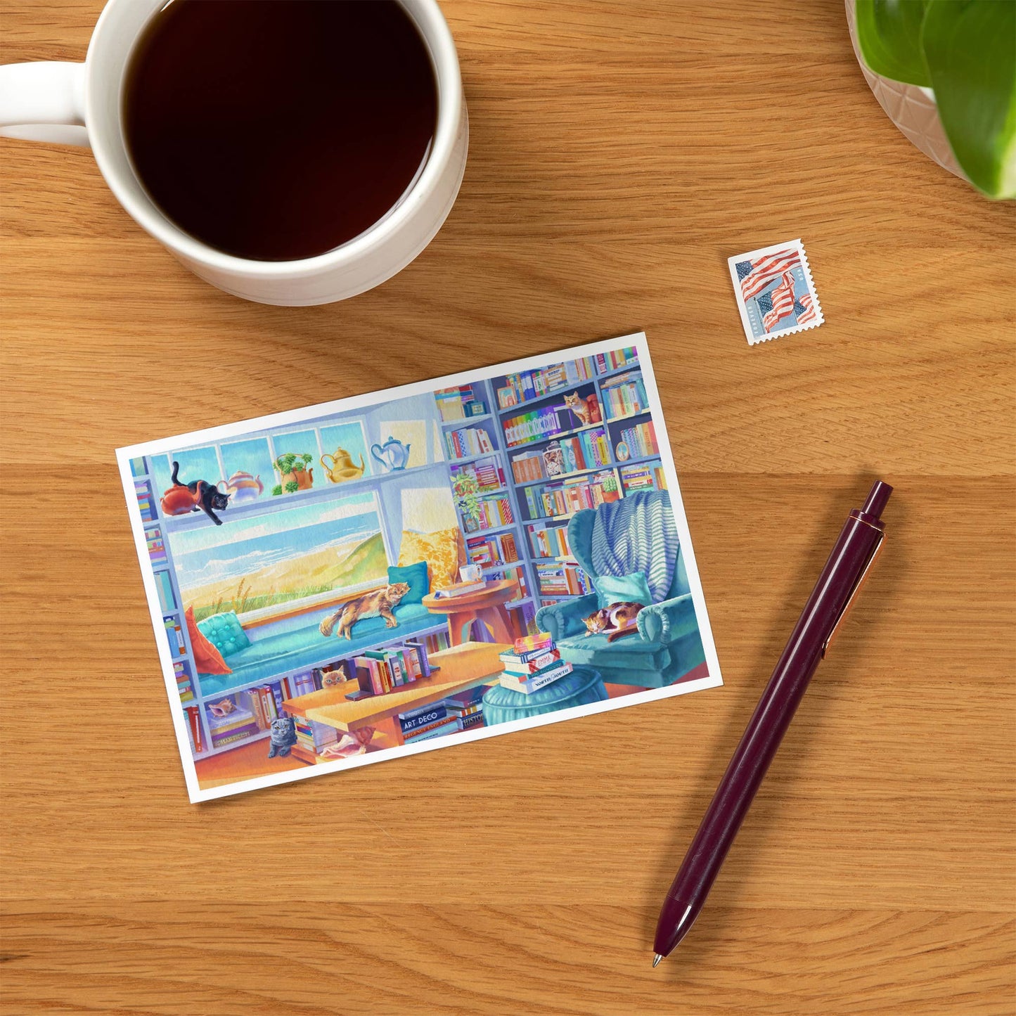 Literary Beach Cats - LanternPress postcard