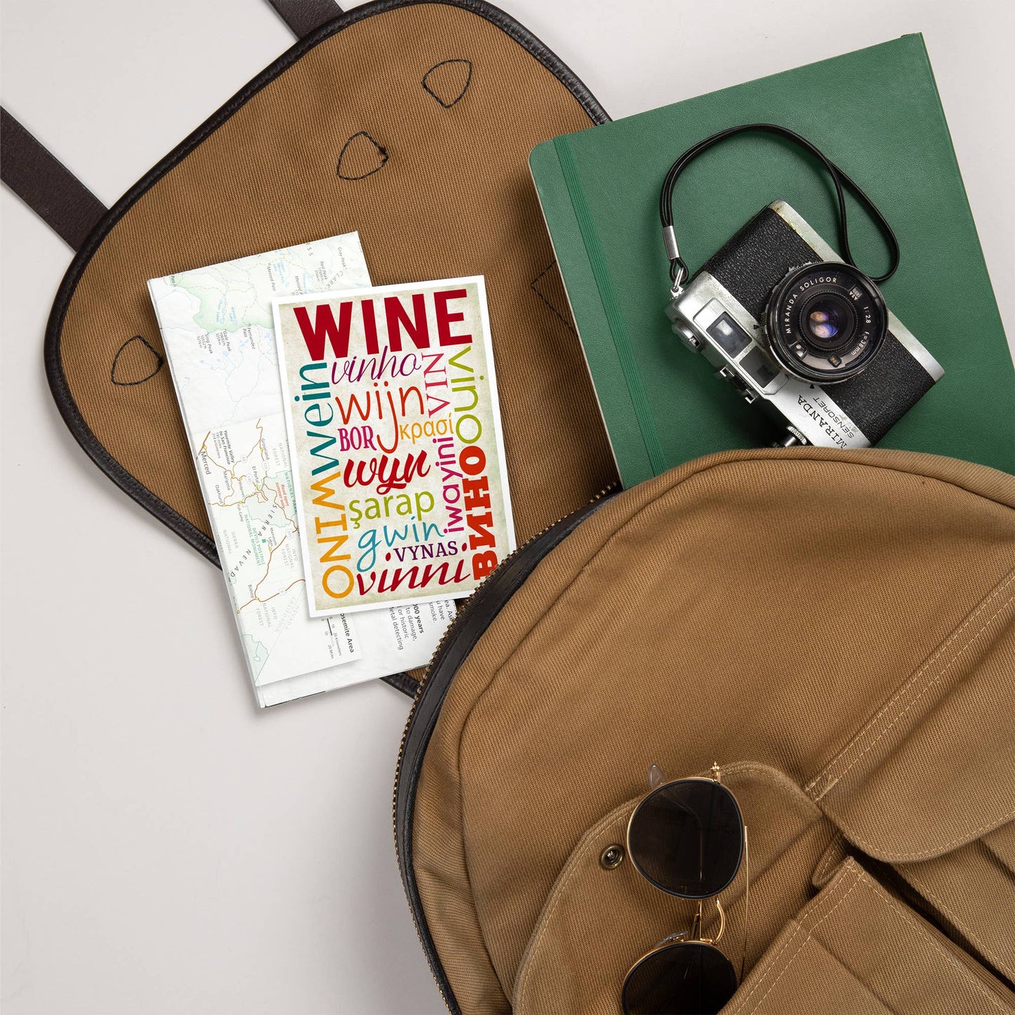 Wine Multiple Languages Typography - Lantern Press Postcard