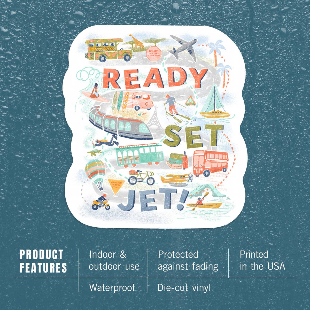 Ready, Set, Jet - vinyl sticker - Lantern Press