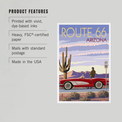 Arizona, Route 66, Classic Car - LanternPress postcard