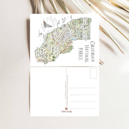 California National Parks Map - Hiker Booty postcard