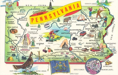 Map of Pennsylvania - Found Image postcard