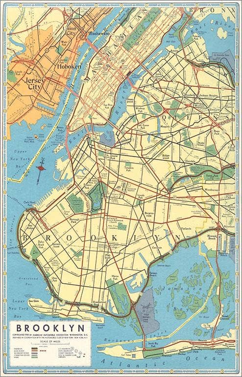 Map of Brooklyn, New York - Found Image postcard