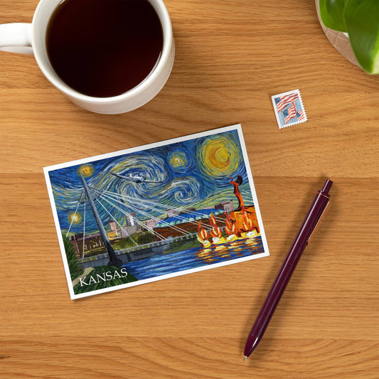 Kansas, Starry Night - Lantern Press Postcard