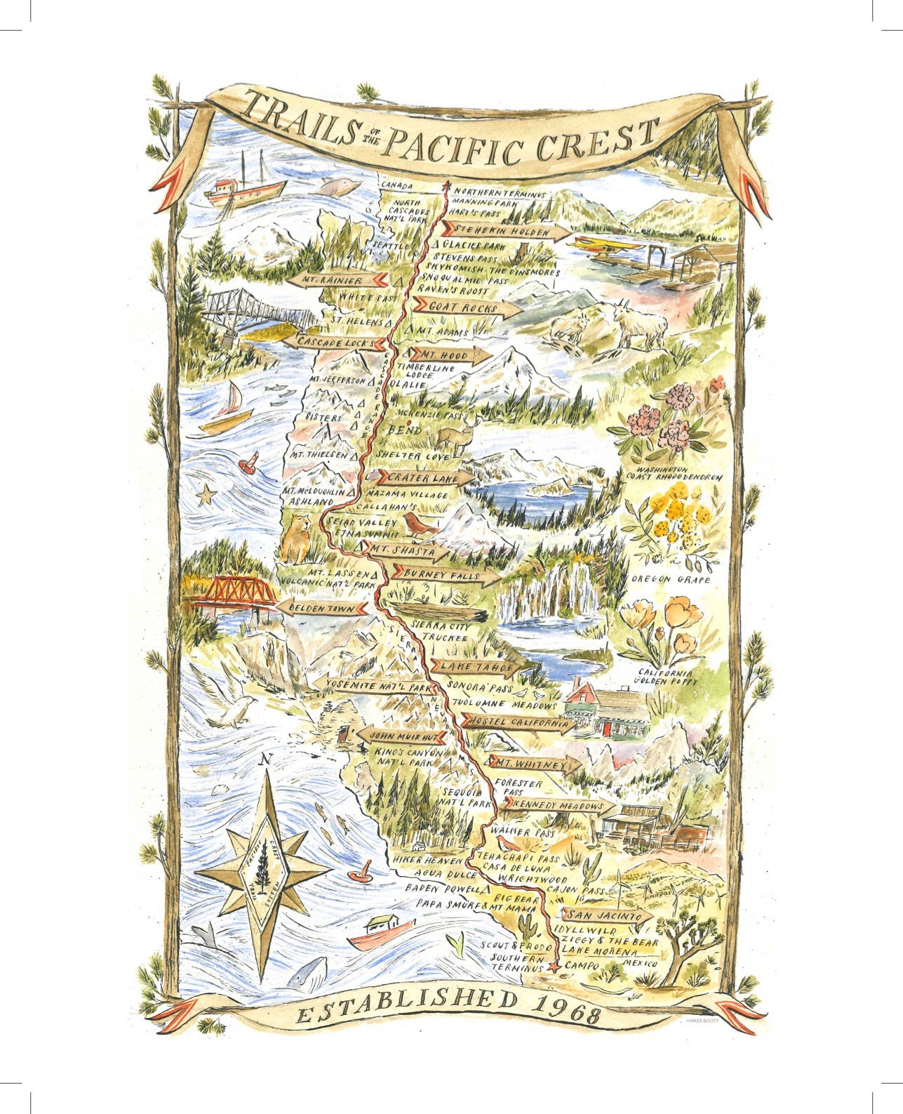 Pacific Crest Trail - Hiker Booty Postcard