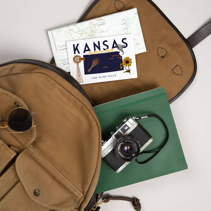 Kansas, Typography & Icons, Minimalist - Lantern Press Postcard