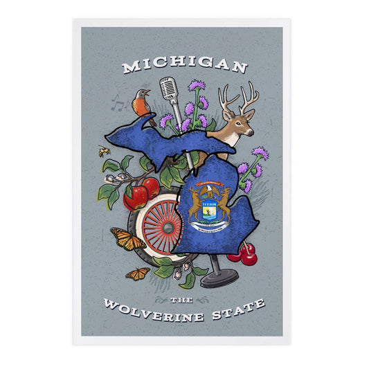 Michigan, State Treasure Trove - Lantern Press Postcard