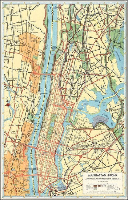 Map of Manhattan and Bronx, New York - Found Image postcard