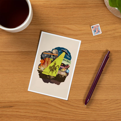 Retro Collage, Alien, Beacon - Lantern Press Postcard